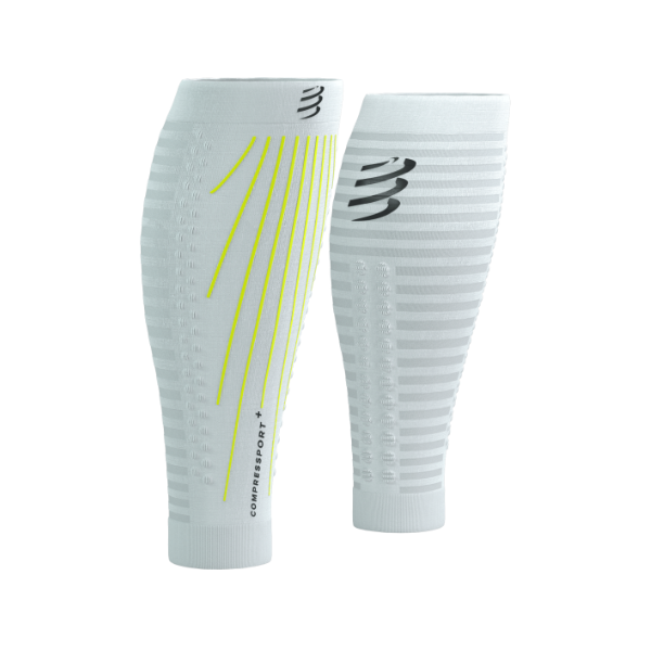 Compressport Calf Sleeves R2 Aero - White/Safe Yellow