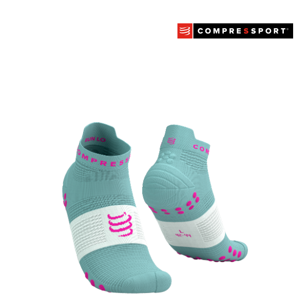 Tất Chạy Bộ Compressport Pro Racing Socks v4.0 Run Low - Ether/Neon Pink