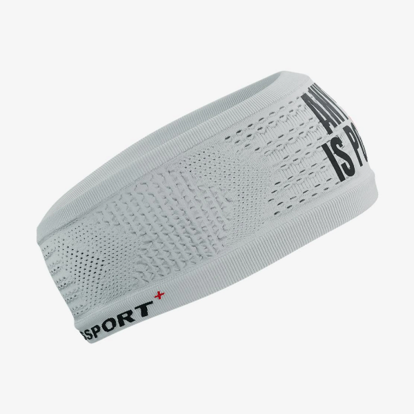 Băng đô thể thao Compressport Headband On/Off 360 Print IRONMAN - Trắng (White)