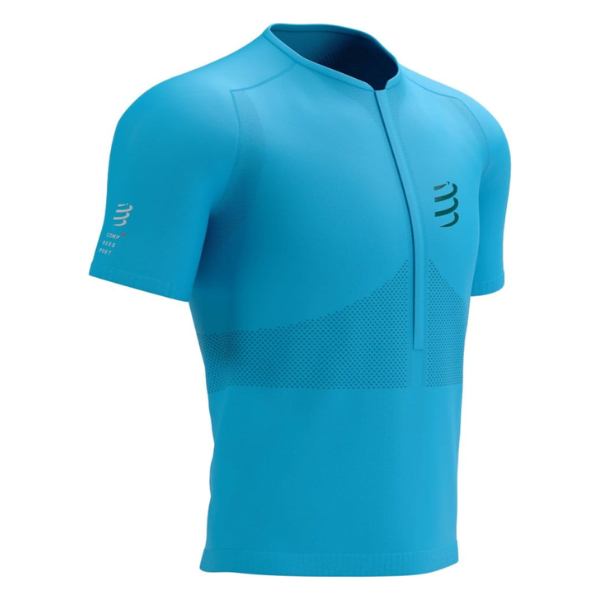 Áo chạy Trail Nam Compressport Trail Half - Zip - Fitted SS Top - Xanh (Hawaiian)