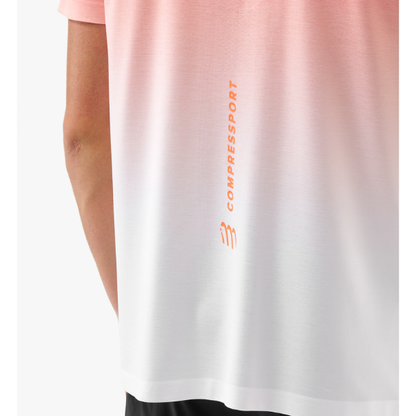Áo Chạy Bộ Nam Compressport Performance SS Tshirt - Đỏ/Trắng (Fluo Red/White)