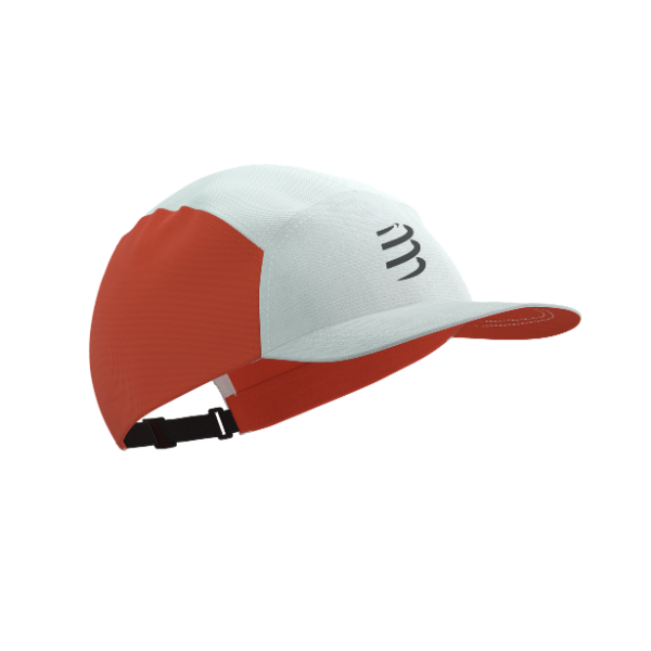 Mũ Chạy Bộ Compressport 5 Panel Light Cap - Star White/ Tigerlily