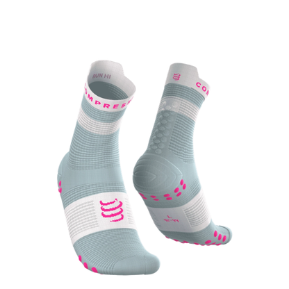 Tất Chạy Bộ Compressport Pro Racing Socks v4.0 Run High - Ether/Neon Pink