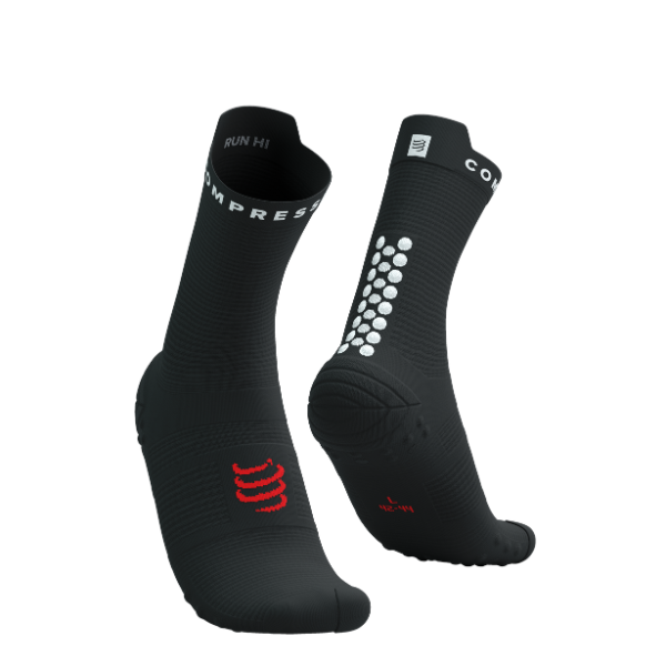 Tất Chạy Bộ Compressport Pro Racing Socks v4.0 Run High - Đen (Black/White)