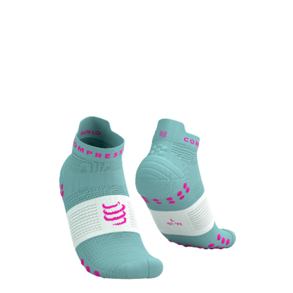 Tất Chạy Bộ Compressport Pro Racing Socks v4.0 Run Low - Ether/Neon Pink