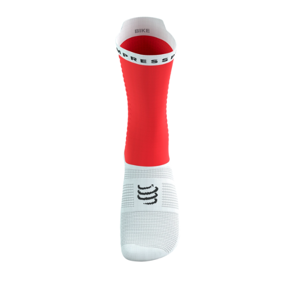 Tất đạp xe Compressport Unisex's Pro Racing Socks v4.0 Bike - Đỏ/Trắng (Fluo Red/White)