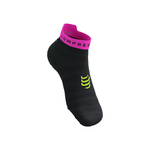 Compressport Pro Racing Socks v4.0 Ultralight Run Low - Black/Safe Yellow/Neo Pink