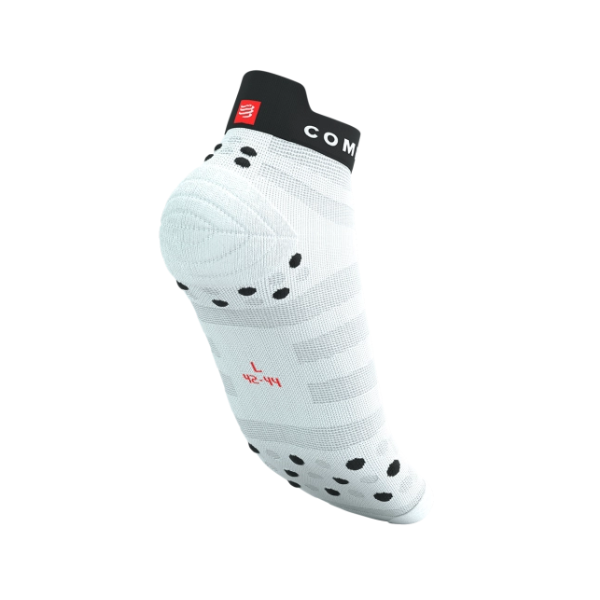 Tất chạy bộ Compressport Pro Racing Socks v4.0 Ultralight Run Low - Trắng/Đỏ (White/Fluo Red/Black)