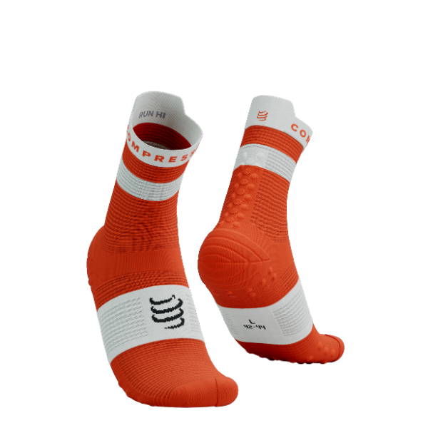 Tất Chạy Bộ Compressport Pro Racing Socks v4.0 Run High - Tigerlily/White