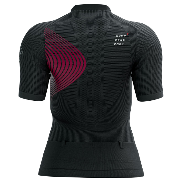 Compressport Women's Trail Postural SS Top - Black/Persian Red