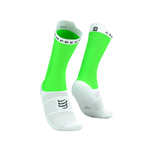 Tất đạp xe Compressport Pro Racing Socks v4.0 Bike - Neon Green/White
