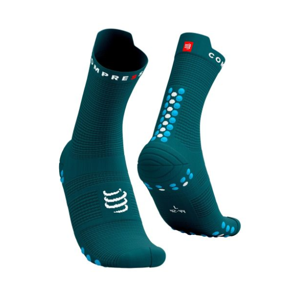 Tất chạy bộ Compressport Unisex's Pro Racing Socks v4.0 Run High - Shaded Spruce/Hawaiian Ocean