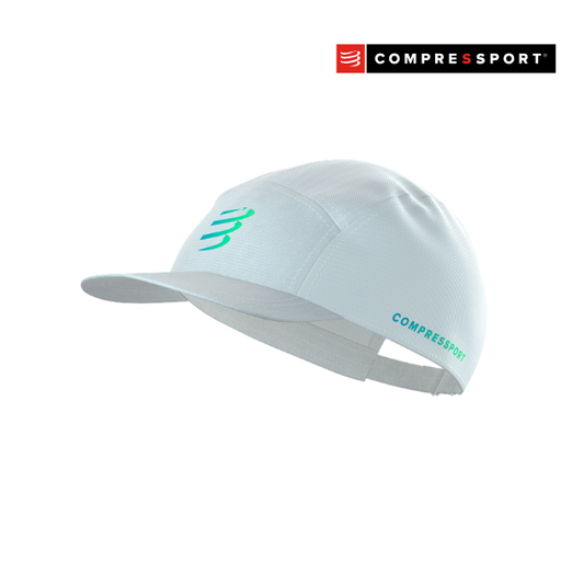 Mũ Chạy Bộ Compressport 5 Panel Light Cap - Star White/Blue Green