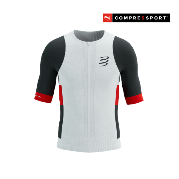 Áo Ba môn Nam Compressport Stream Tri Top - Trắng/Đen (White/Black)