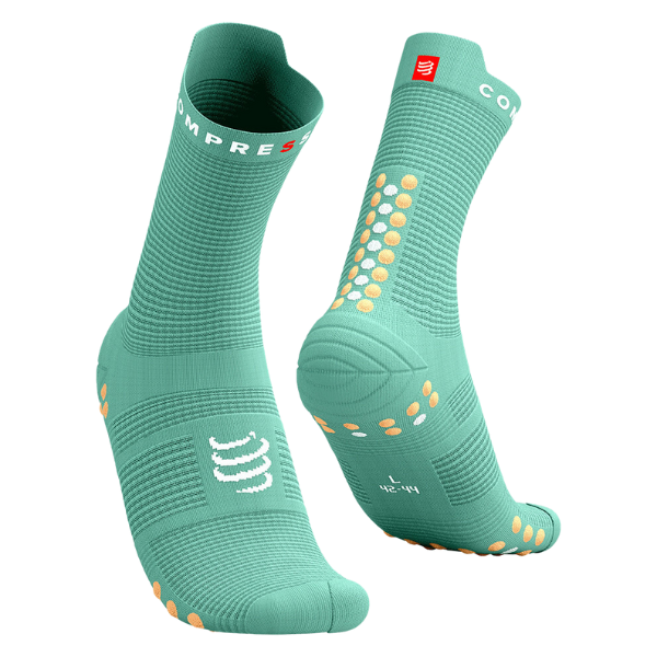Tất chạy bộ Compressport Unisex's Pro Racing Socks v4.0 - Creme De Menthe/PaPaya Punch