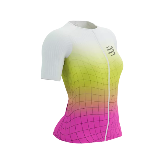 Áo Ba môn Nữ Compressport Tri Postural Aero SS Top W - Safe Yellow/Neo Pink