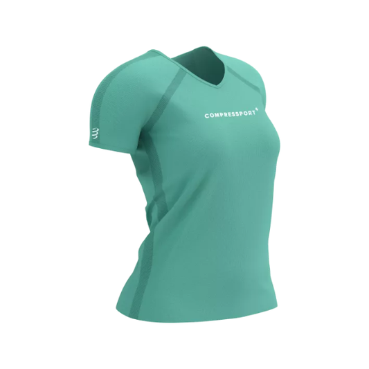 Áo chạy bộ Nữ Compressport Training SS Logo TShirt  - Xanh (Shell Blue)