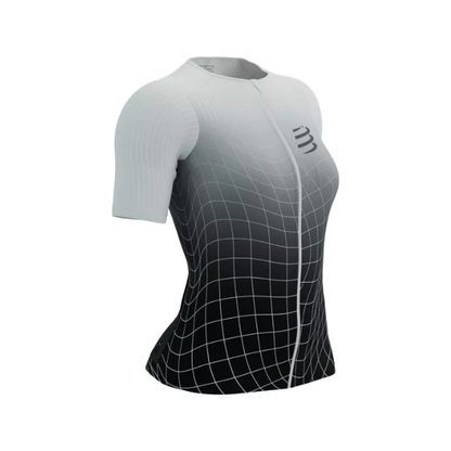 Áo Ba môn Nữ Compressport Tri Postural Aero SS Top W - Đen (Black/ White Print)