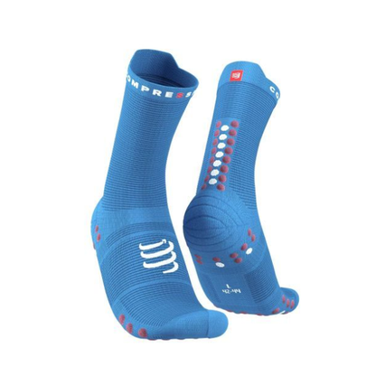 Tất chạy bộ Compressport Unisex's Pro Racing Socks v4.0 Run High - Pacific Blue/ Deco Rose