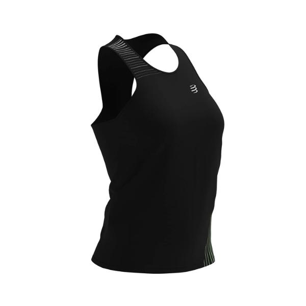 Áo chạy bộ Nữ Compressport Performance Singlet - Đen (Black/Paradise Green)