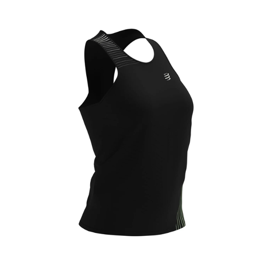 Áo chạy bộ Nữ Compressport Performance Singlet - Đen (Black/Paradise Green)