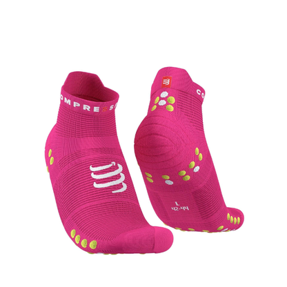 Tất chạy bộ Compressport Unisex's Pro Racing Socks v4.0 Run Low - Fluo Pink/Primerose