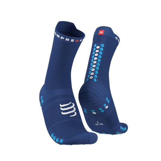 Tất chạy bộ Compressport Unisex's Pro Racing Socks v4.0 Run High - Xanh (Sodalite/Fluo Blue)