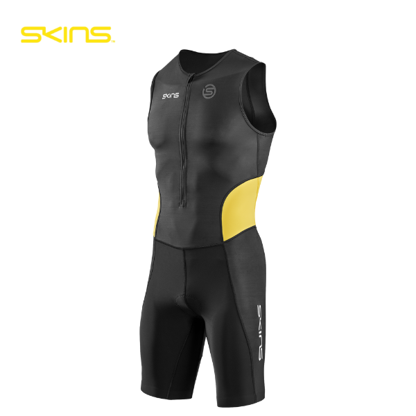 Đồ Ba môn Nam SKINS Men's TRI Brand S/L Tri Suit - Black/Zest