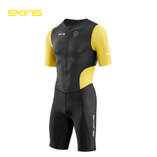 Đồ Ba môn Nam SKINS Men's TRI Brand S/S Tri Suit - Black/Zest