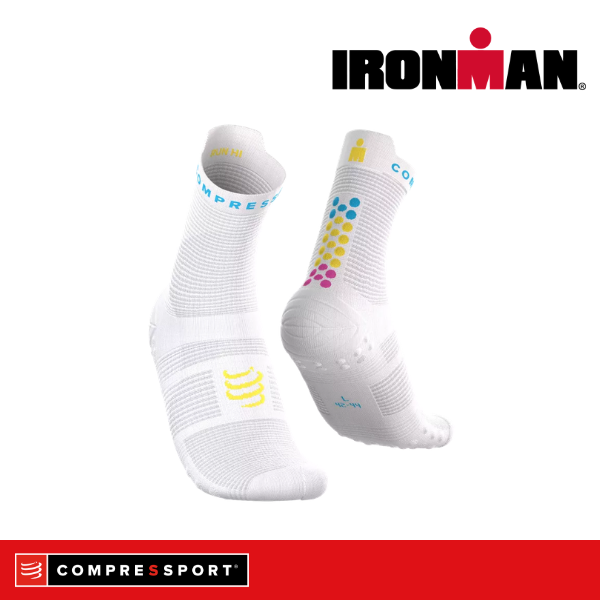 Tất Chạy Bộ Compressport Pro Racing Socks v4.0 Run High IRONMAN 2026 - Trắng