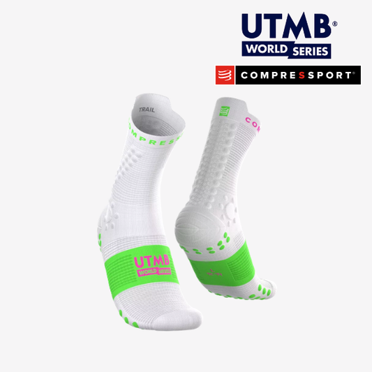 Tất chạy Trail Compressport Pro Racing Socks v4.0 Trail (Phiên bản UTMB) - Trắng
