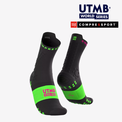 Tất chạy Trail Compressport Pro Racing Socks v4.0 Trail (Phiên bản UTMB) - Đen