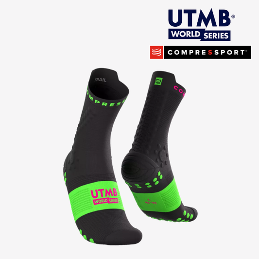 Tất chạy Trail Compressport Pro Racing Socks v4.0 Trail (Phiên bản UTMB) - Đen