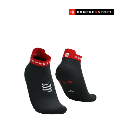 Tất Chạy Bộ Compressport Pro Racing Socks v4.0 Run Low - Đen/Đỏ (Black/Core Red)