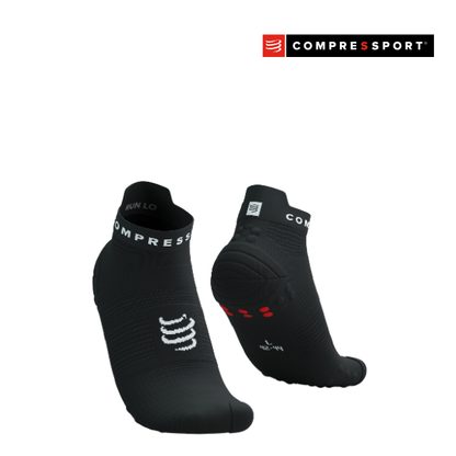 Tất Chạy Bộ Compressport Pro Racing Socks v4.0 Run Low - Đen/Trắng (Black/White)