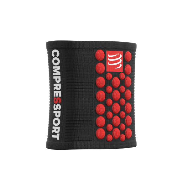 Băng bảo vệ cổ tay Compressport Unisex's Sweatbands 3D.Dots - Đen (Black/ Red)