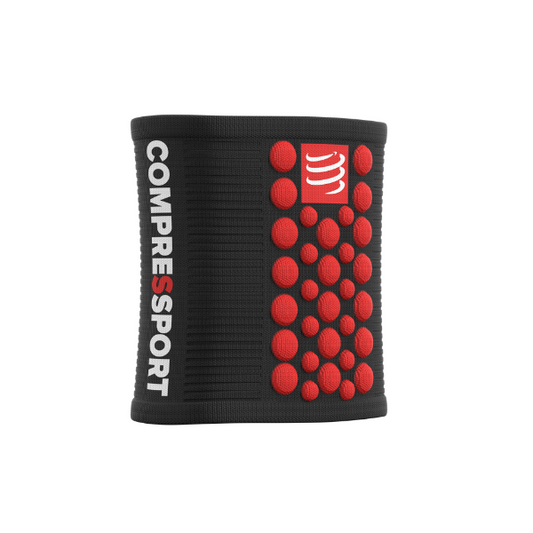 Băng bảo vệ cổ tay Compressport Unisex's Sweatbands 3D.Dots - Đen (Black/ Red)