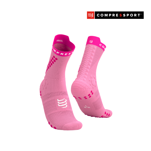 Tất chạy Trail Compressport Pro Racing Socks v4.0 Trail - Hồng Begonia/Neon Pink