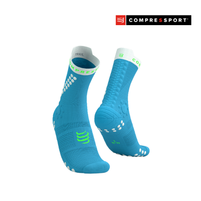 Tất chạy Trail Compressport Pro Racing Socks v4.0 Trail - Norse Blue/Neon Green