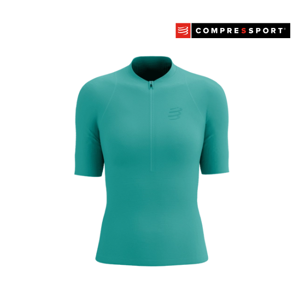 Áo chạy Trail Nữ Compressport Trail Racing Postural SS Top - Xanh Pool Blue