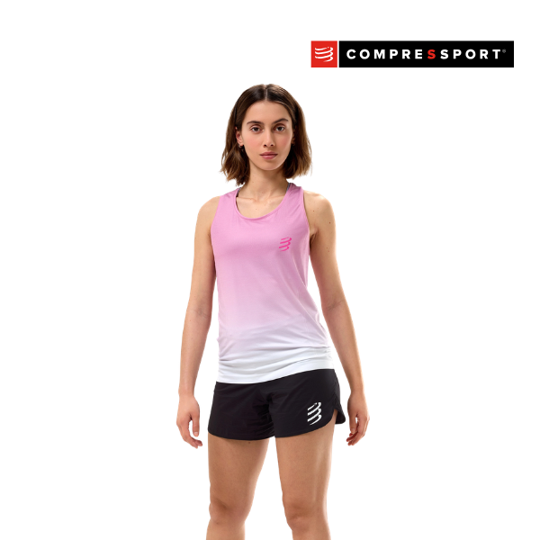 Áo Chạy Bộ Nữ Compressport Performance Singlet - Begonia/White