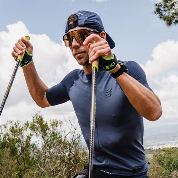 Áo chạy Trail Nam Compressport Trail Racing Postural SS Top - Xanh (Indigo/Blues)