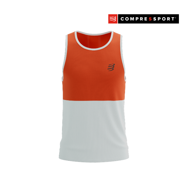 Áo chạy bộ Nam Compressport Performance Singlet - Cam Tigerlily