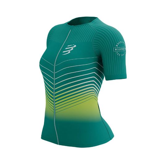 Áo Ba môn Nữ Compressport Tri Postural Aero SS Top - Xanh (Columbia/Evening Primrose)