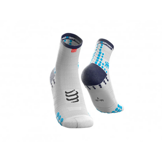 Tất chạy bộ Compressport Unisex's Pro Racing Socks v3.0 Run High - Trắng (White/Blue)
