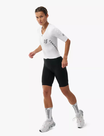 Đồ Ba Môn Nữ Compressport Aero Stream SS Trisuit - Trắng/Đen (White/Black)
