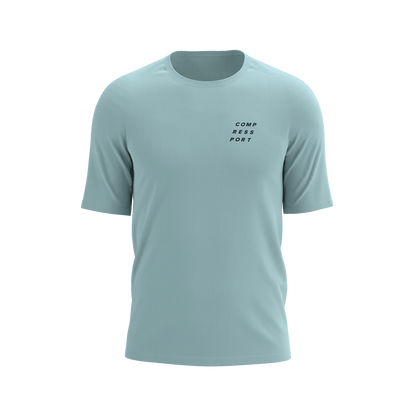 Áo chạy bộ Nam Compressport Podium SS Tshirt - Xanh Ether