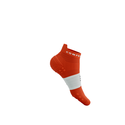Tất Chạy Bộ Compressport Pro Racing Socks v4.0 Run Low - Cam Tigerlily/White