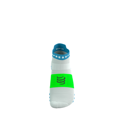 Tất Chạy Bộ Compressport Pro Racing Socks v4.0 Run Low - White/Norse Blue/Neon Green