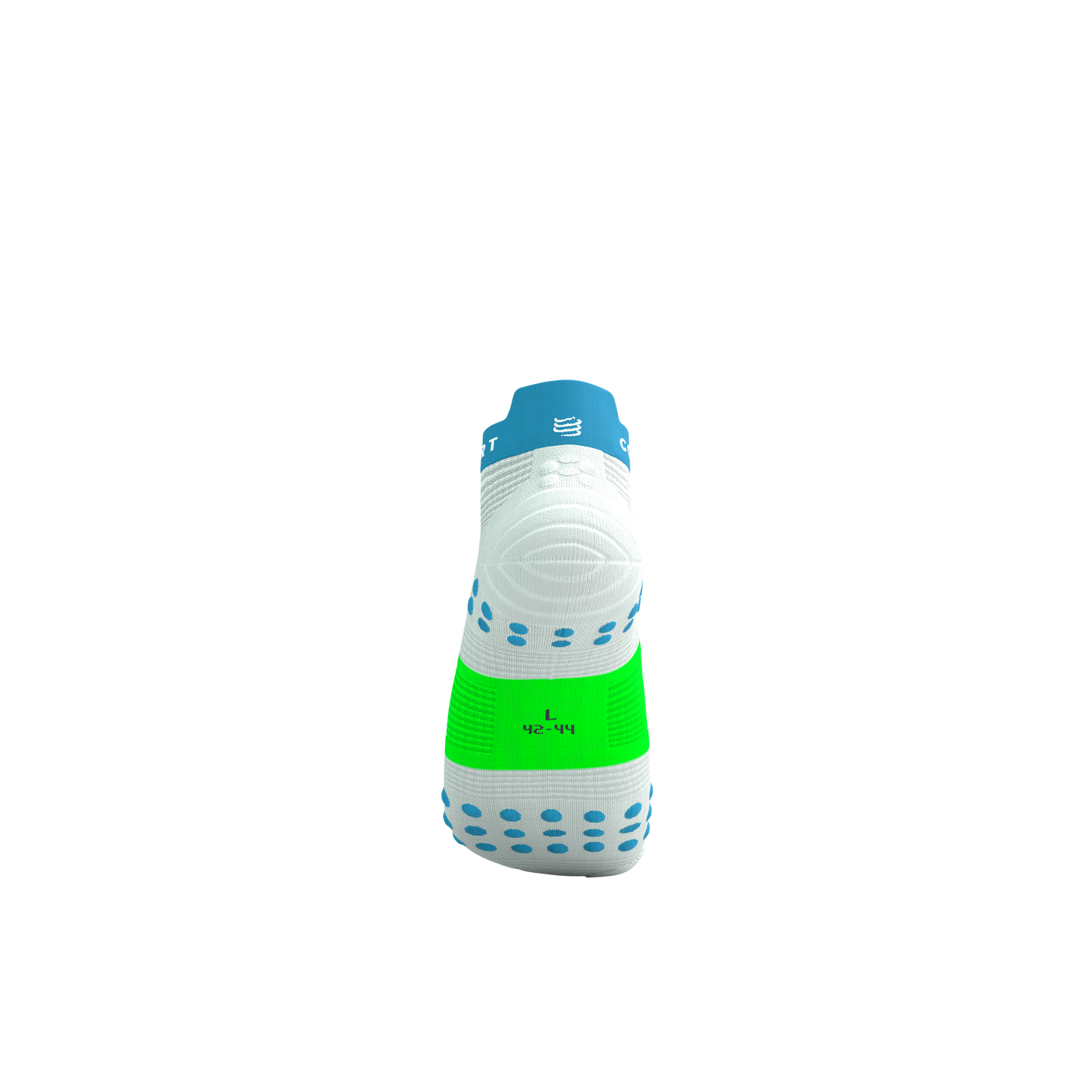 Tất Chạy Bộ Compressport Pro Racing Socks v4.0 Run Low - White/Norse Blue/Neon Green